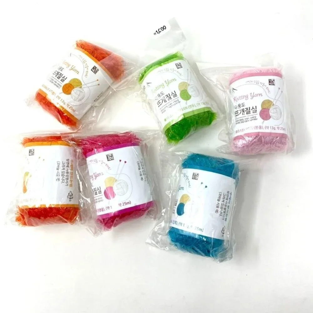 Korean Scrubby Sparkle Yarn Knitting Crochet 6-Pack 13 Grams/ 27.3 Yards